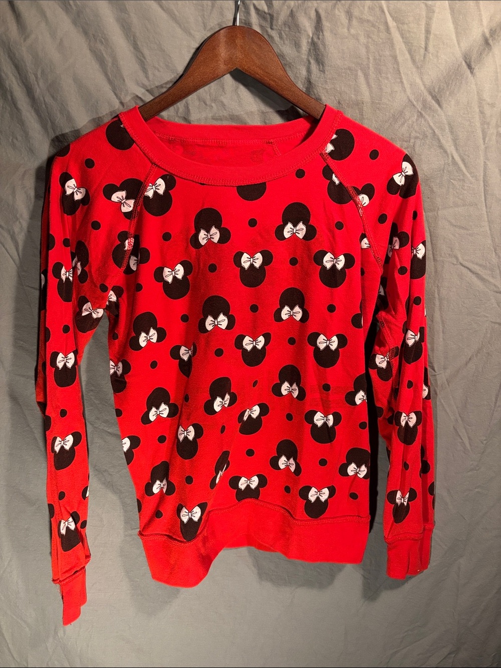 Disney Red Minnie Mouse Polka Dot Crewneck Sweater